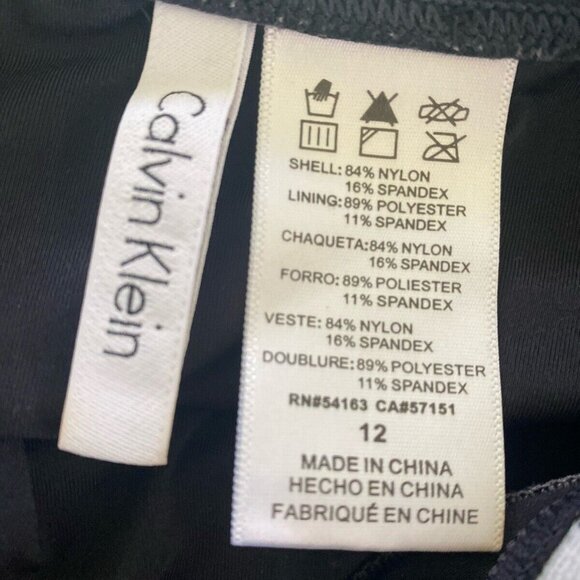 Calvin Klein Women's Ruched Panel One Piece Swimsuit Silver Brown Swimwear Sz 12 - Picture 9 of 16